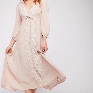 Free people embroidered fable maxi dress medium